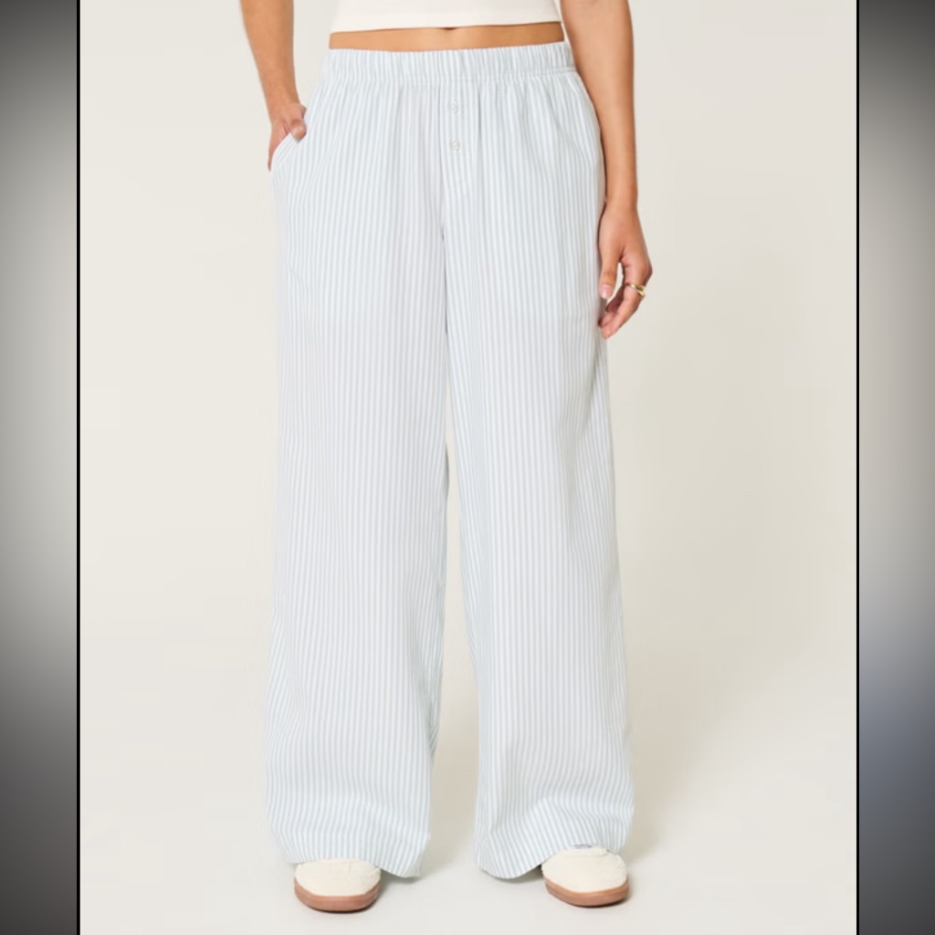 Hollister Women’s Xl Light Blue And White Striped Lounge Pants